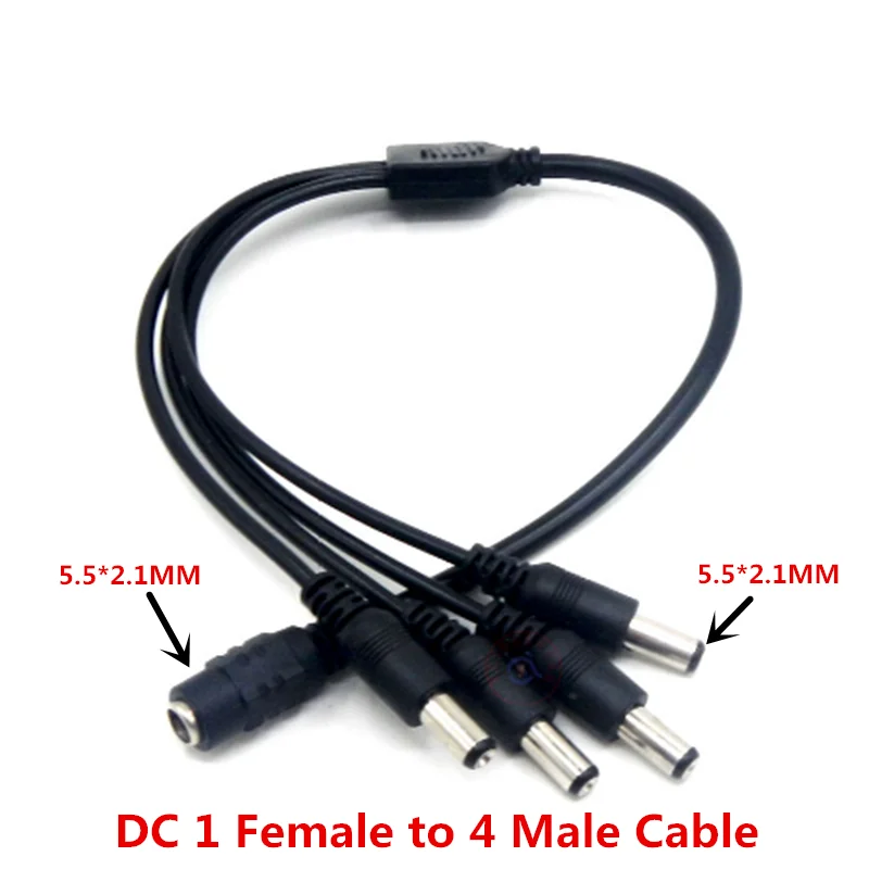 1PCS DC5.5*2.1MM 1 To 4 Power Splitter Cable Female to Dual male cord for CCTV Camera Surveillance Video Recorder | Обустройство дома