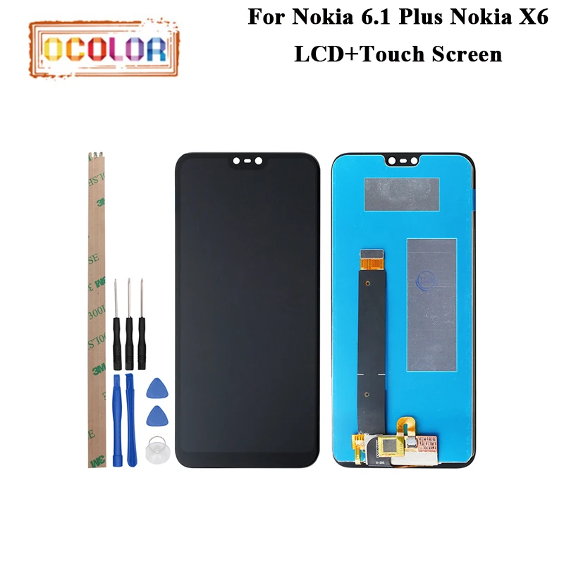 ocolor For Nokia 6.1 Plus LCD Display And Touch Screen Perfect Repair X6 Digital Accessory 5.8 Inch +Tools +Adhesive | Мобильные