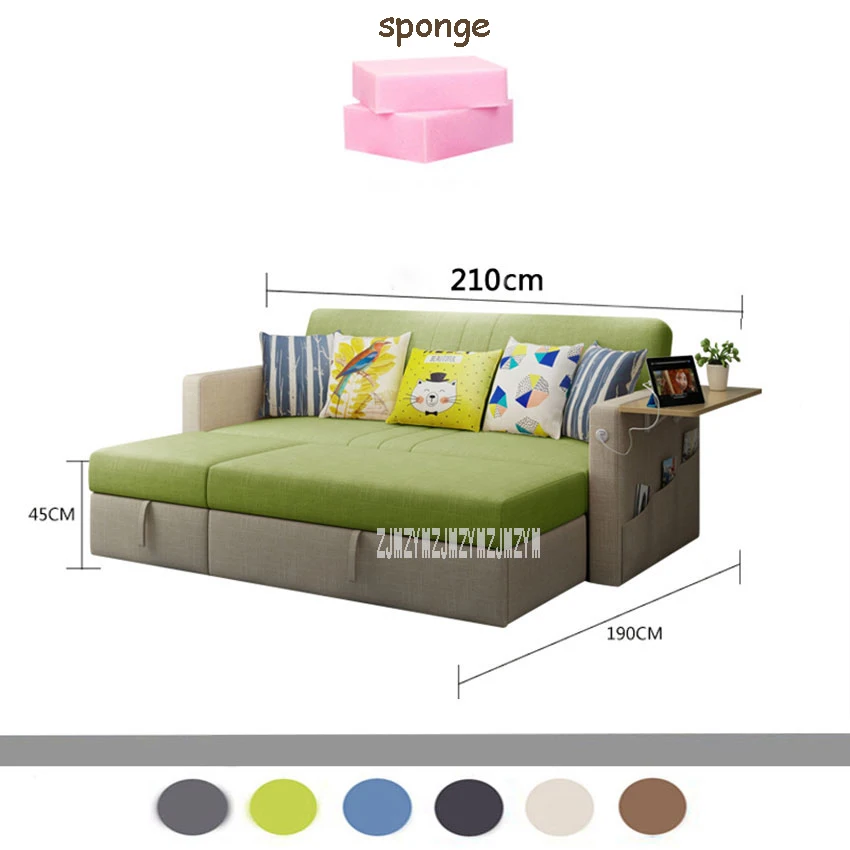 Sponge single USB A8866 многофункциональная губка/латексный двойной диван-кровать для гостиной хлопок-лен складной диван-кровать с сумкой для хранения верстак - Цвет: Sponge single USB