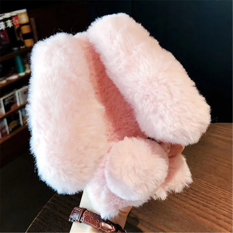 

Cute Rabbit fur hair Cases For Huawei honor 8 9 10 lite Bunny Plush Glitter Cover For Huawei honor 8c 7c 5c 6c 4c 6 7 phone bags
