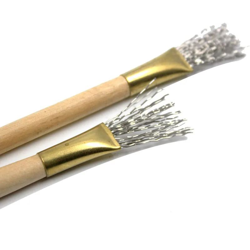 2 pcs Pottery clay modeling DIY tools carving steel wire Texture brush creative sculpture ...
