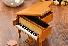 Piano Wooden Music Box Style Burlywood Color 18 Tones Grand Gifts For Valentines Day Classical Nice Music Box with Stool