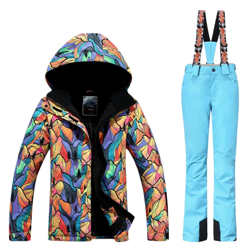 GSOU SNOW women’s Winter Waterproof Ski Suit Women Ski Jacket+Pants set
