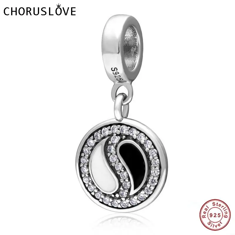 Choruslove 925 Sterling Silver Charm Chinese Style Yin Yang Tai Chi Pendant Bead fits Pandora DIY Bracelets Necklaces CWS0005 | Украшения и