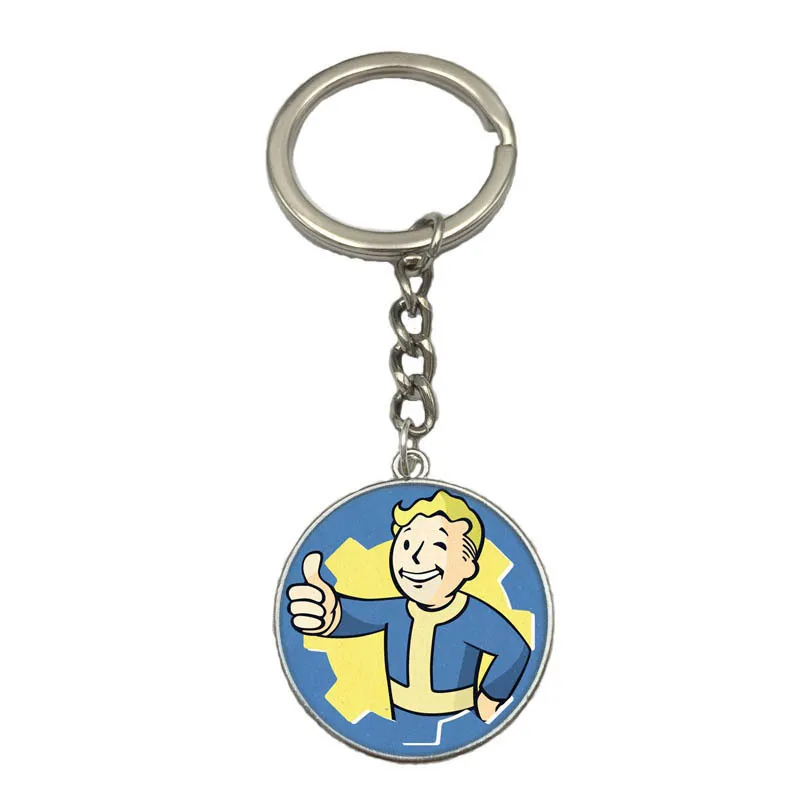 

New Fallout 4 vault boy keychain necklace Metal Keyring Pendant Figure toy