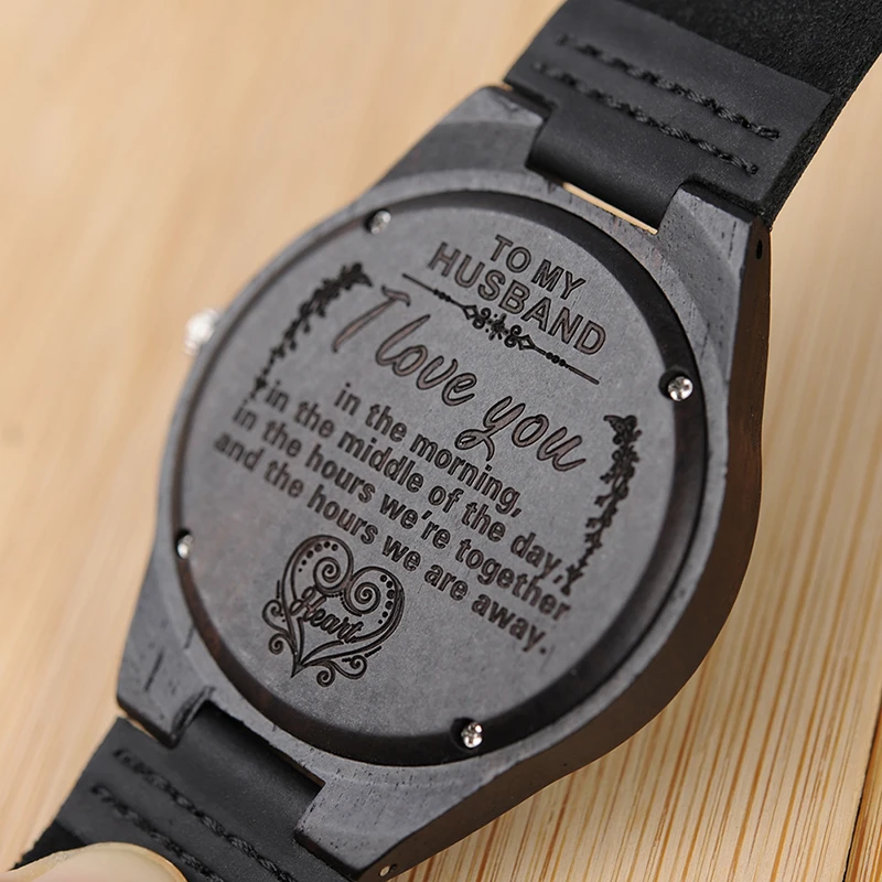 Engraved Wood Watches for Men Christmas Present for Son Personalized Family Anniversary Gift