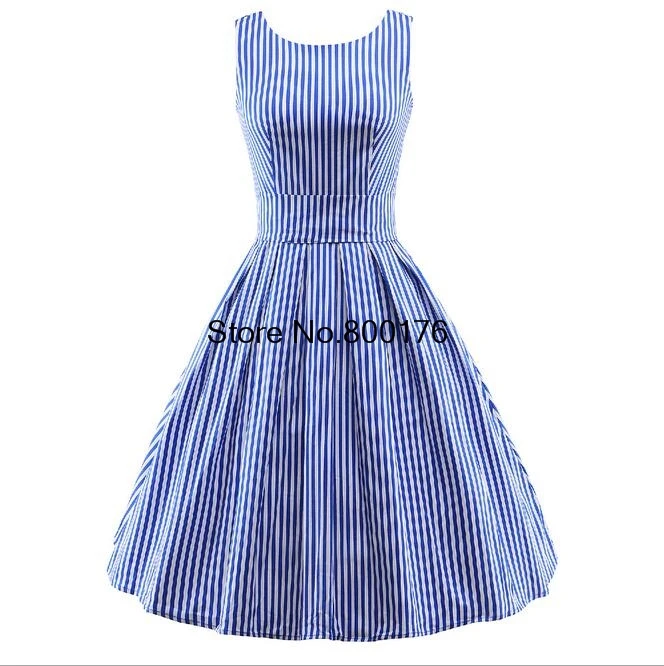 

free shipping 2017 New Style Rockabilly Swing Evening Pinup Prom Retro Stripe Dress S-3XL