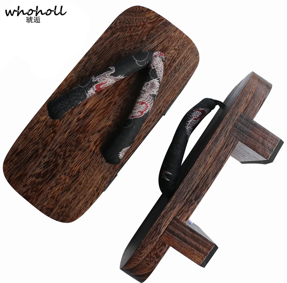 

WHOHOLL Original Geta Cosplay Costumes Samurai Shoes Slippers Japanese Clogs Two-teeth Wooden Geta Flat Platform Flip-flops