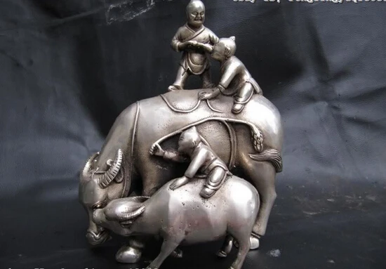 ZSR S0287 китайская Классическая Великолепная бронзовая Серебряная тройка для