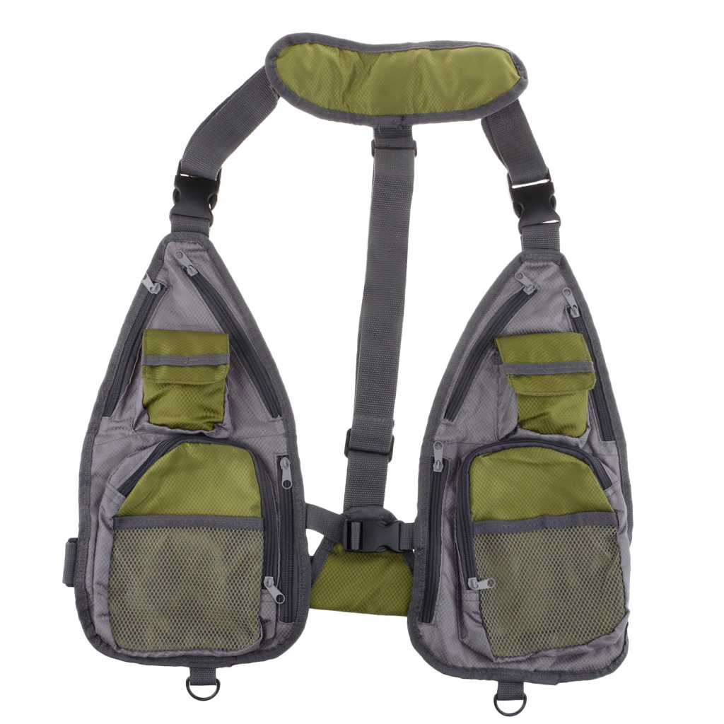 Muti-functional Fly Fishing Vest Adjustable Quick-Drying Mesh Vest Chest Bag