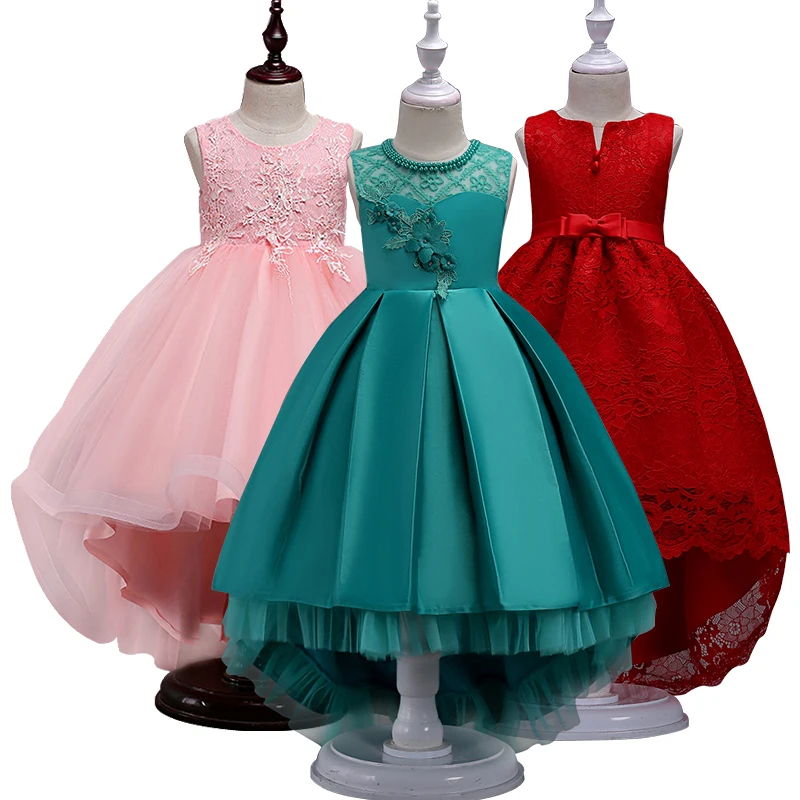 2018 summer Girls Dress Long Tail Dresses For Girl Lace Princess Dress Party Dresses Girls Clothing Costume For Kids Clothes hayden vintage lace flower girls dresses summer costume for teens girl children clothing kids clothes girls party frocks designs