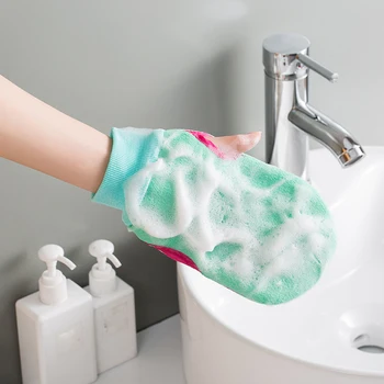 

1Pair Colorful Shower Bath Gloves Towel Soft Double-sided Exfoliating Wash Skin Spa Massage Scrub Body Glove 4 Colors