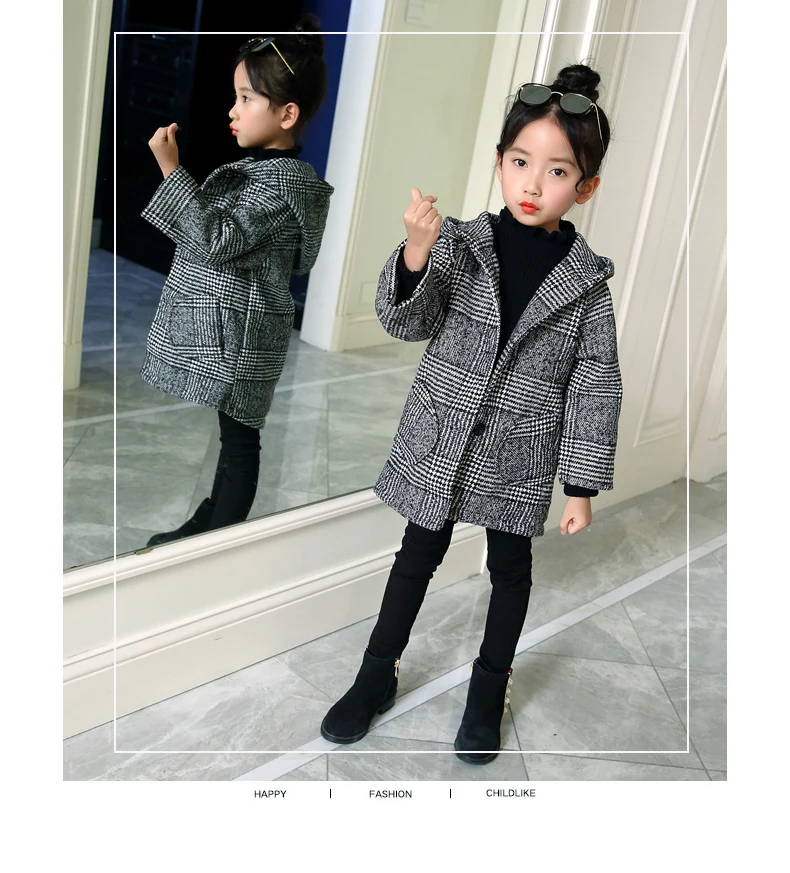 Gai/детское зимнее пальто для девочек; плотные теплые пальто в клетку; куртки с капюшоном для девочек; детские пальто; одежда