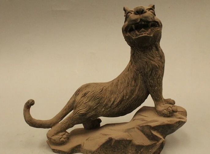 7"Lucky China Chinese Fengshui Bronze Up The Mountains Year Zodiac Tiger Statue