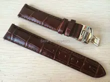 19mm (Buckle18mm) PRC200 T17 T41 T461 Haute Qualité Argent Papillon Boucle + Brown Cuir Véritable Bracelets Montres sangle