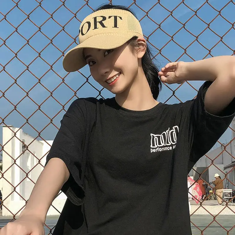 

Unisex Summer Empty Tops Letters Elastic Knitted Mesh Baseball Cap Wide Brim UV Protection Sport Golf Tennis Beach Sun Visor Hat
