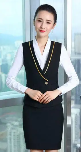 Женская одежда стюардессы, Костюм официантки, костюм для косплея, студенческий костюм, униформа пилота, костюм стюардессы - Цвет: Vest and Skirt