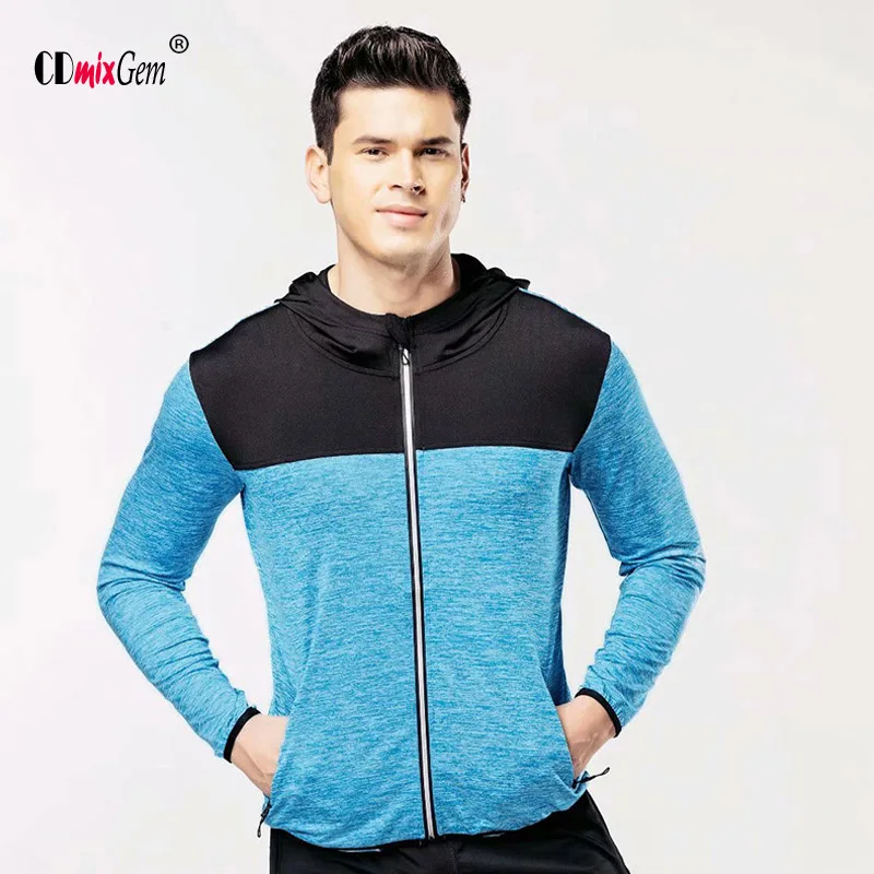 

CDmixGem 2018 autumn new hooded sports jacket FastDry men's Hoodie fitness running training suit