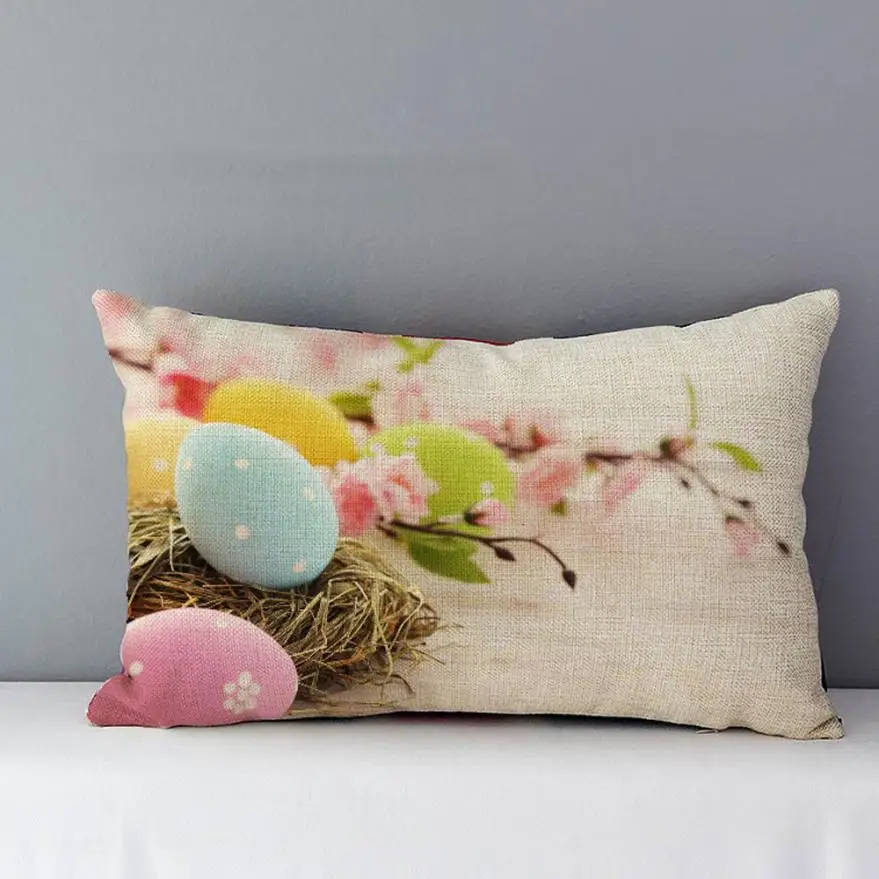 

Easter Rectangle Pillow Cover Cushion Case Toss Pillowcase Hidden Zipper Closure 30x50cm
