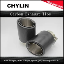 1Pair ID:63mm OD:101mm Universal Car Carbon Fiber Exhaust Tip Muffler End Pipe with Clamp