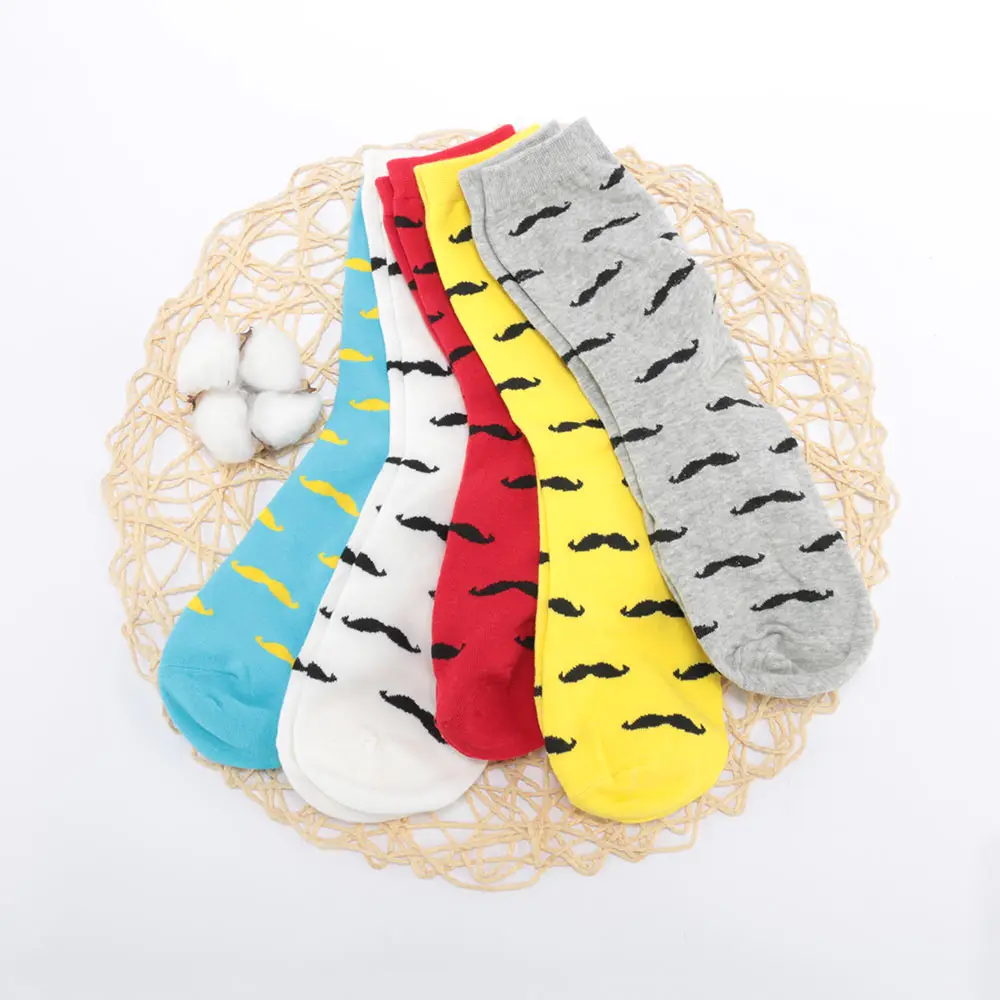 

1 Pair Comfortable Lovely Casual Warm Autumn Winter Cotton Cartoon Mustache Design Men Sock calcetines skarpetki 5 Colors