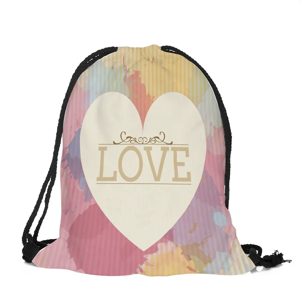 Модная сумка на завязках с принтом на День святого Валентина, дорожные сумки для покупок, лучший подарок для подруги