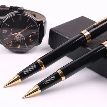 

1PCS Creative Brand Luxury 0.5mm Gold Metal Ballpoint Pen For Business Writing Gifts Office School Supplies Stationery Black Ink
