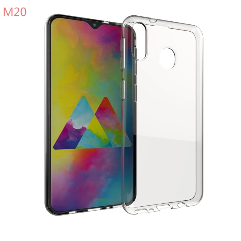 100 шт./лот прозрачный гладкая мягкая TPU чехол для samsung Galaxy M20