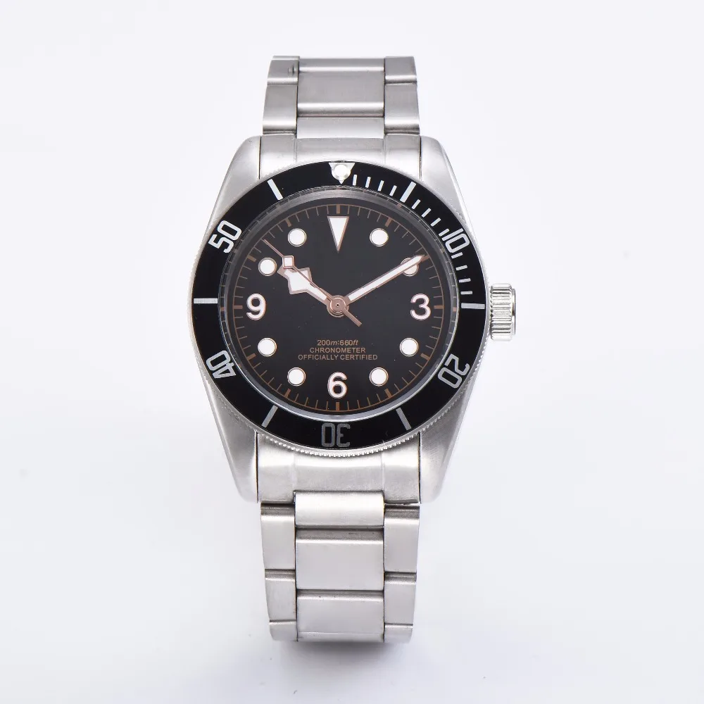 

Watch Japan miyota movement 41mm CORGEUT black luminous dial automatic men's watch brand bay steel case and buckle A22