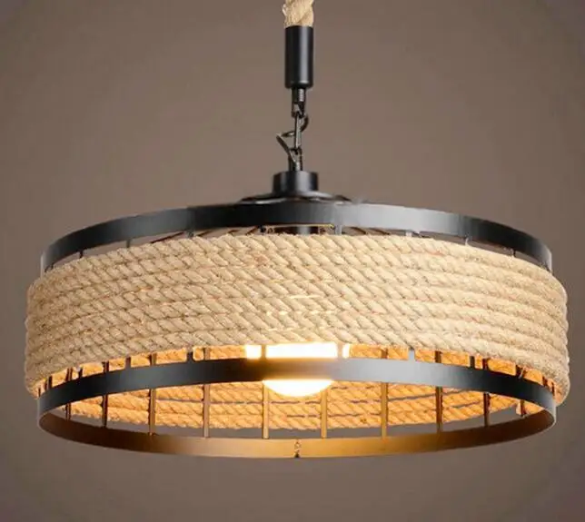 Retro Hemp Rope Pendant Light Loft Vintage Lamp For Restaurant Bedroom 1