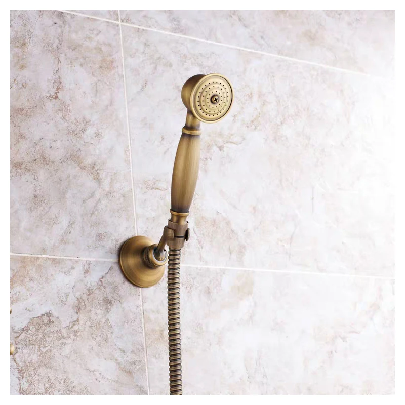 Ванная комната ручной Античная медь латунь душевая головка набор настенные смесители для ванной смеситель для душа набор классический европейский стиль