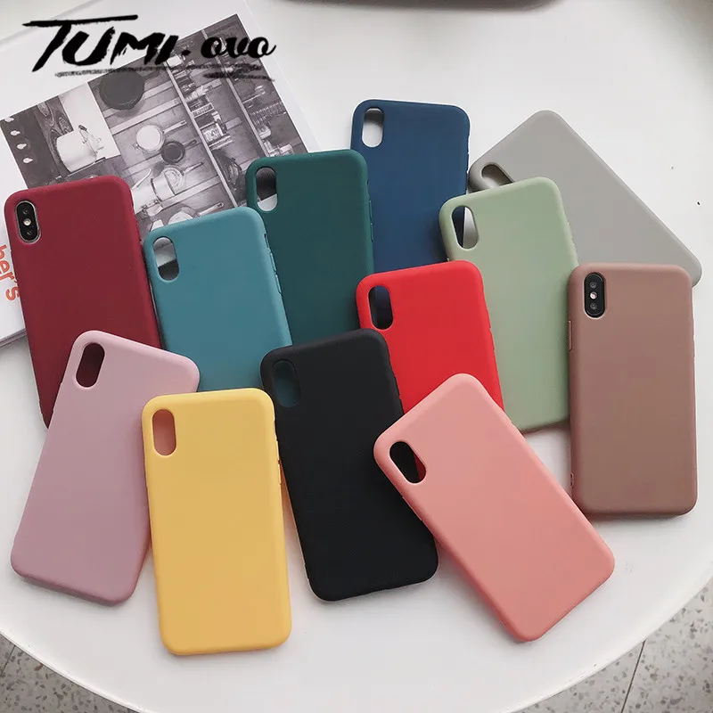 Матовые одноцветные силиконовые чехлы для пар iphone XR X XS Max 6 6S 7 8 Plus милые яркие