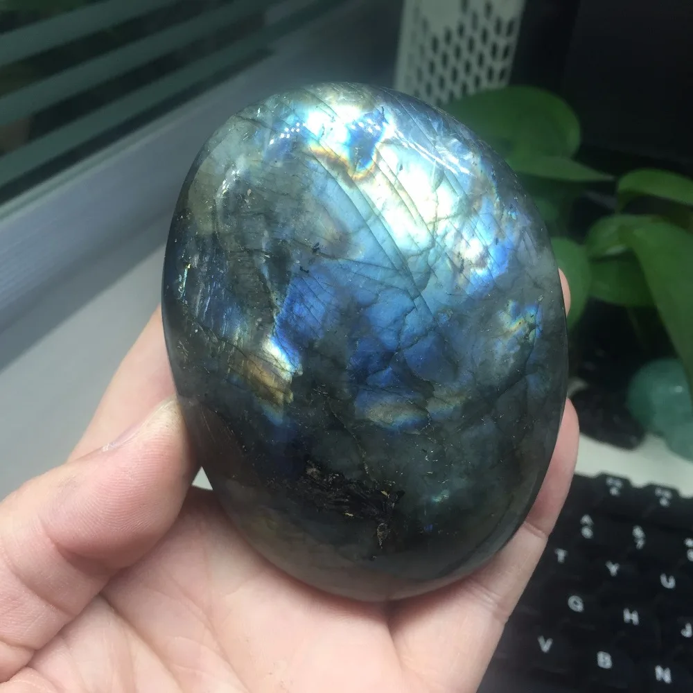 

#BH1314 Natural Labradorite Stones 275g Blue Light Feldspar Golden Labrador Moonstone Hecatolite Mineral Specimen