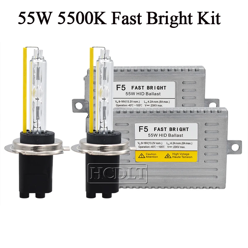 HCDLT 55W Xenon D2H 9012 HID Headlight Kit AC 55W Fast Start DLT F5 Car Light Ballast 5500K HID H1 H11 HB3 HB4 H7 Xenon Bulb Kit (3)