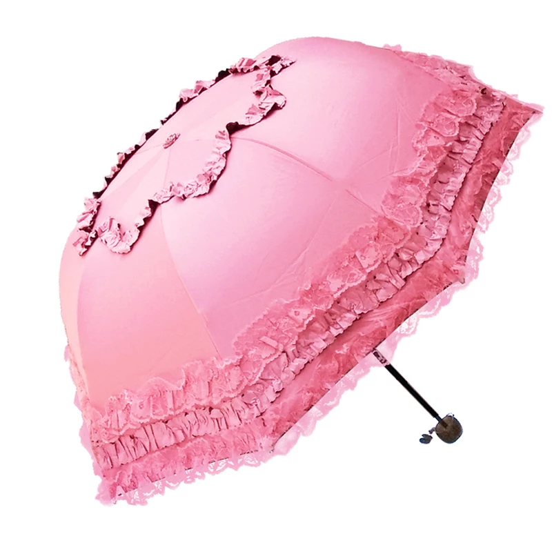 

Lace and Sun protection against Vinyl Umbrella Black Coating inside Lady Parasol Female Rain Umbrella Presents