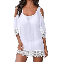 CHAMSGEND Летняя Женская Сексуальная кружевная блузка с вышивкой, пляжная юбка, платье, модная Праздничная пляжная юбка, свободная короткая юбка