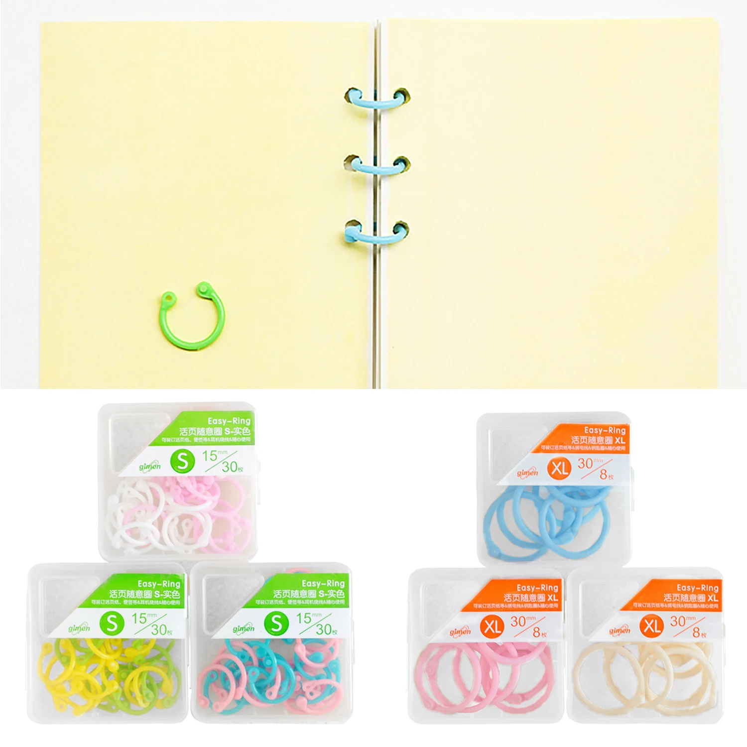

3 Packs Plastic Binder Snap Rings for Loose Leaf Paper Cards Photo Album Menu Book Home School Office Use Random Colors
