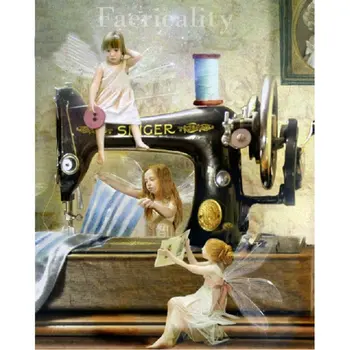 

3D Diy Diamond Embroidery Sewing machine Elf baby Diamond Mosaic icon Full Diamond Painting Cross Stitch Decoration Handicrafts