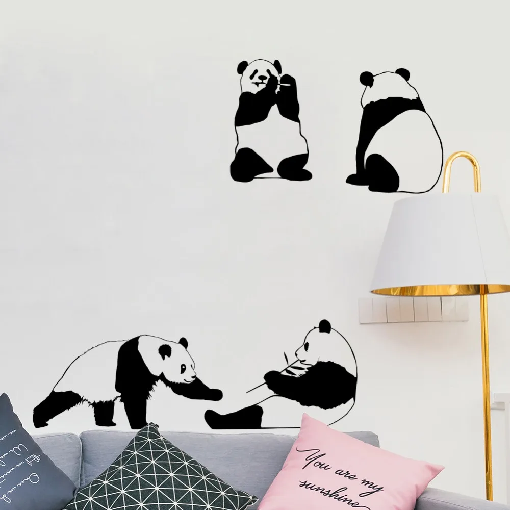 Us 5 61 39 Off 3d Lovely Animal Giant Panda Wall Stickers For Kids Baby Rooms Wallpaper Home Decor Bedroom Art Mural Children Gifts Wall Decals In