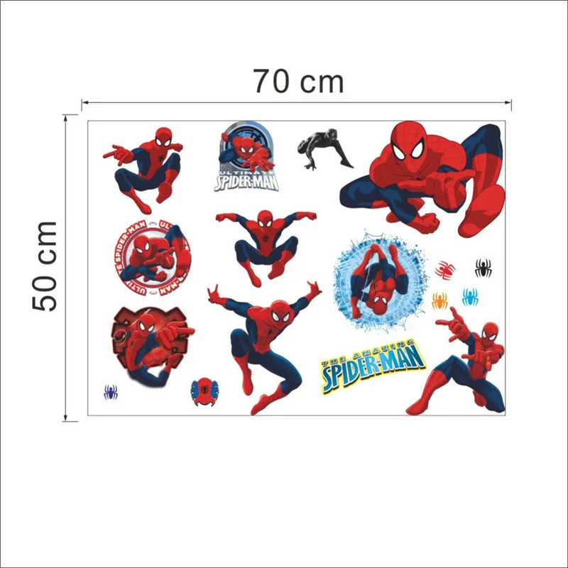 Мультфильм наклейки для стен Человек-паук для детей Настенная Наклейка для комнаты для мальчиков комнатный плакат Супермен, супергерой - Цвет: Y002