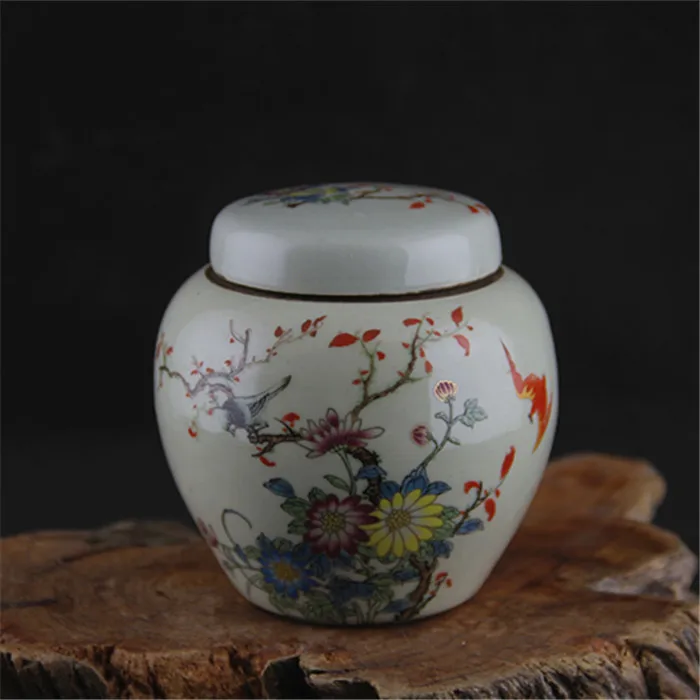 

6 Antique QingDynasty porcelain pot,Pastel flower pattern tea cans / jar,Hand-painted crafts,Decoration,Collection&Adornment