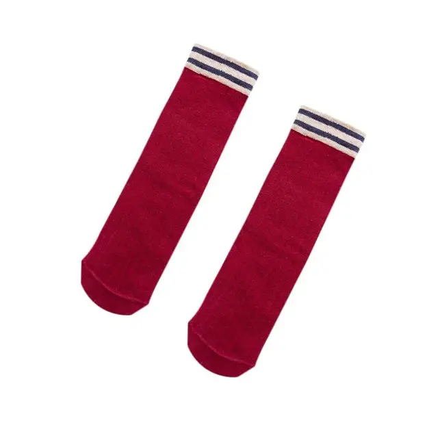Autumn And Winter Double Cotton Female Middle Tube Socks New Pile Two Bars Socks No Heel Solid