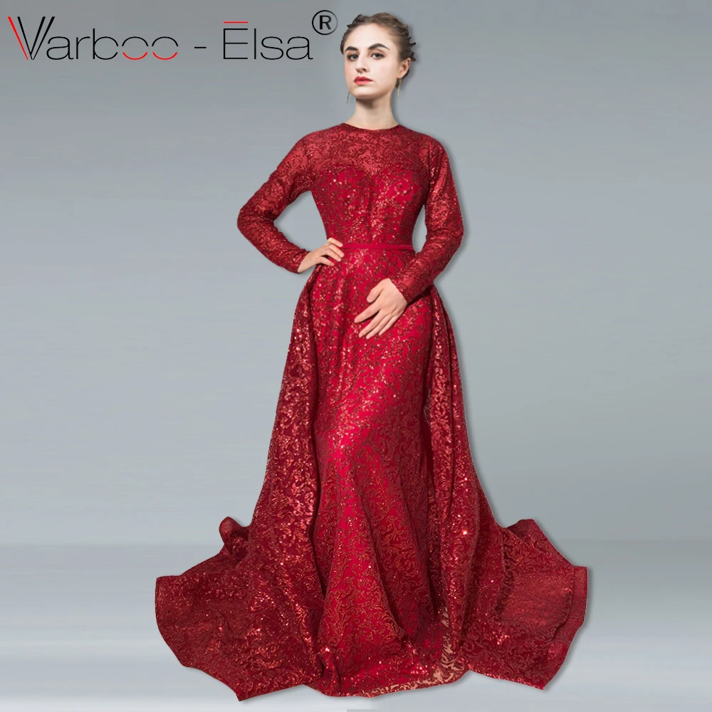 VARBOO_ELSA роскошное вечернее платье с длинным рукавом со съемным шлейфом Русалочки