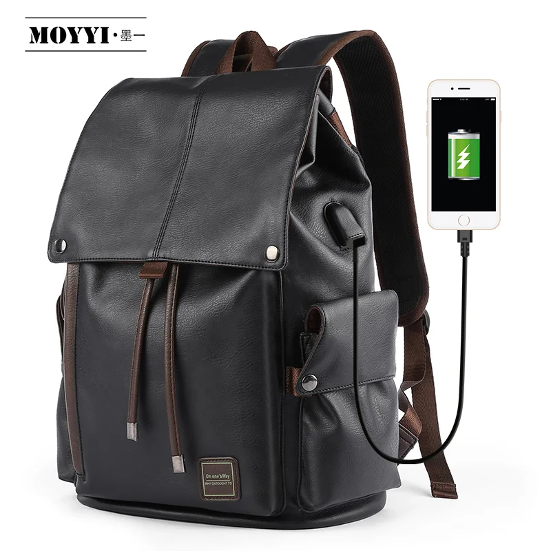 Goede Moyyi Famous Brand School Stijl Lederen Rugzak Tas Voor College Eenvoudig Ontwerp Mannen Waterdichte Casual Daypacks Mochila 2019