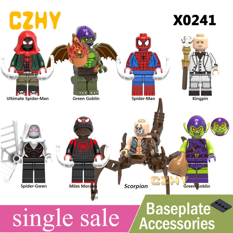 

Marvel Spider-Man Into the Verse Kingpin Spider-Pork Gwen Miles Scorpion Building Blocks Pop Figures Web Of Shadows X0241