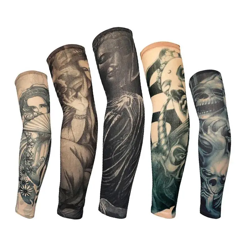 1 шт. высокоэластичные татуировки рукава унисекс для мужчин и женщин крутые гетры для рук УФ Защита кожи Спорт на открытом воздухе Велоспорт эластичный нарукавник