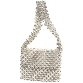 

Pearls Bag Beaded Shoulder Bag Women Vintage Retro Ladies Plastic Acrylic Bag New Ins Summer Spring