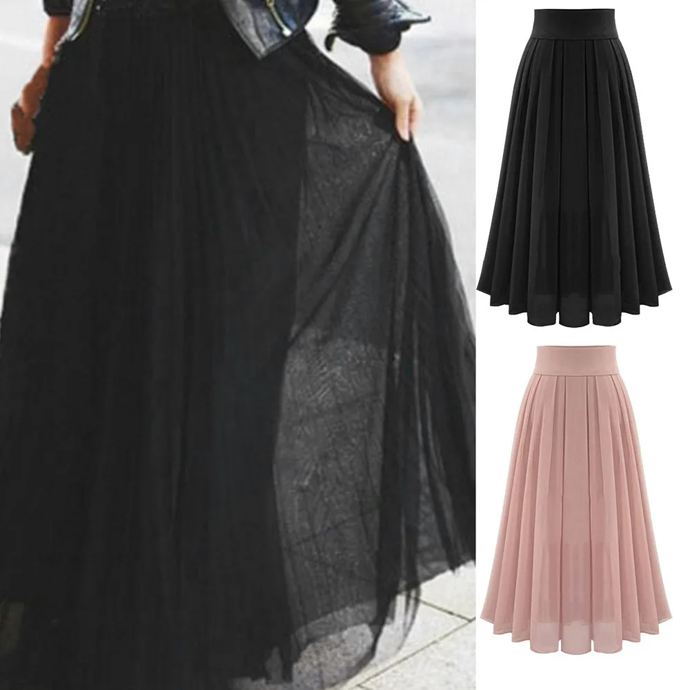 

Women's Sexy Party soft and comfortable Chiffion High Waist Lace-up Hip Long Skirt L50/0124