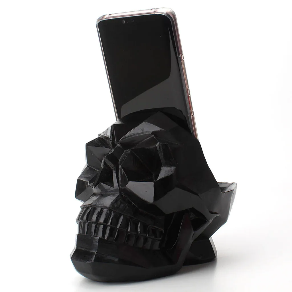 

Creative Skull Mobile Phone Holder Home Decoration Resin Durable Telephone Stand Accommodate All Phone Sizes Desktop Storage