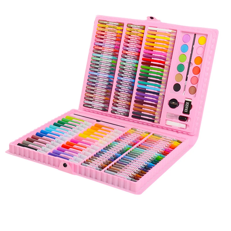 

163pcs Art Set Kids Painting Brush Pen Set Children Crayons Watercolor Pen Artist Tool Kit Drawing Pen Gifts Box Art Supplies